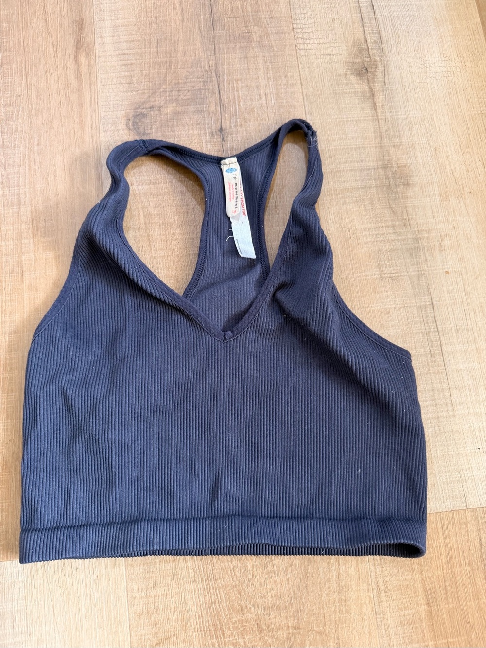 Free People Ribbed Racerback Crop Tank Top - Navy